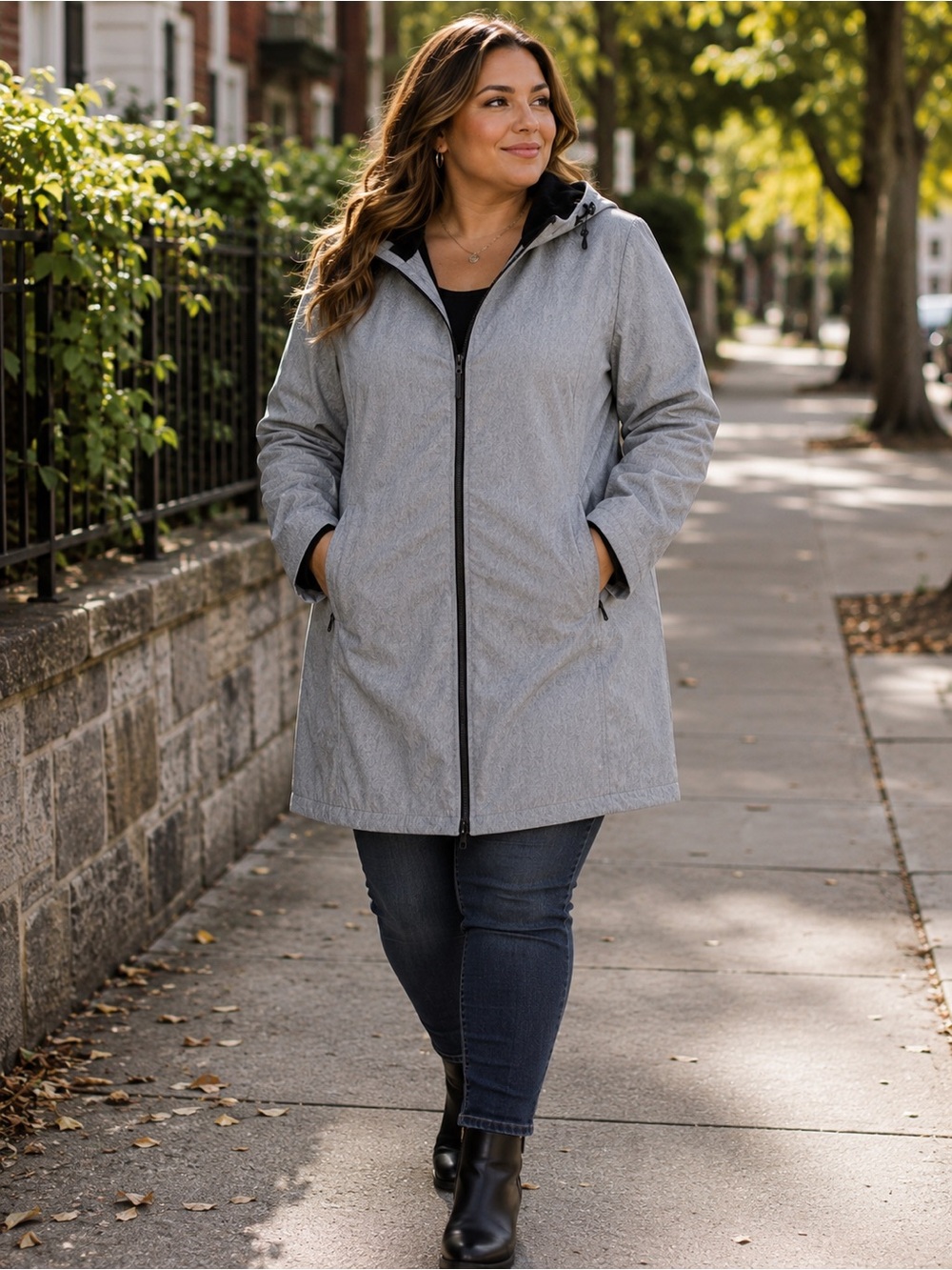 Reitmans Light Gray Hooded Jacket